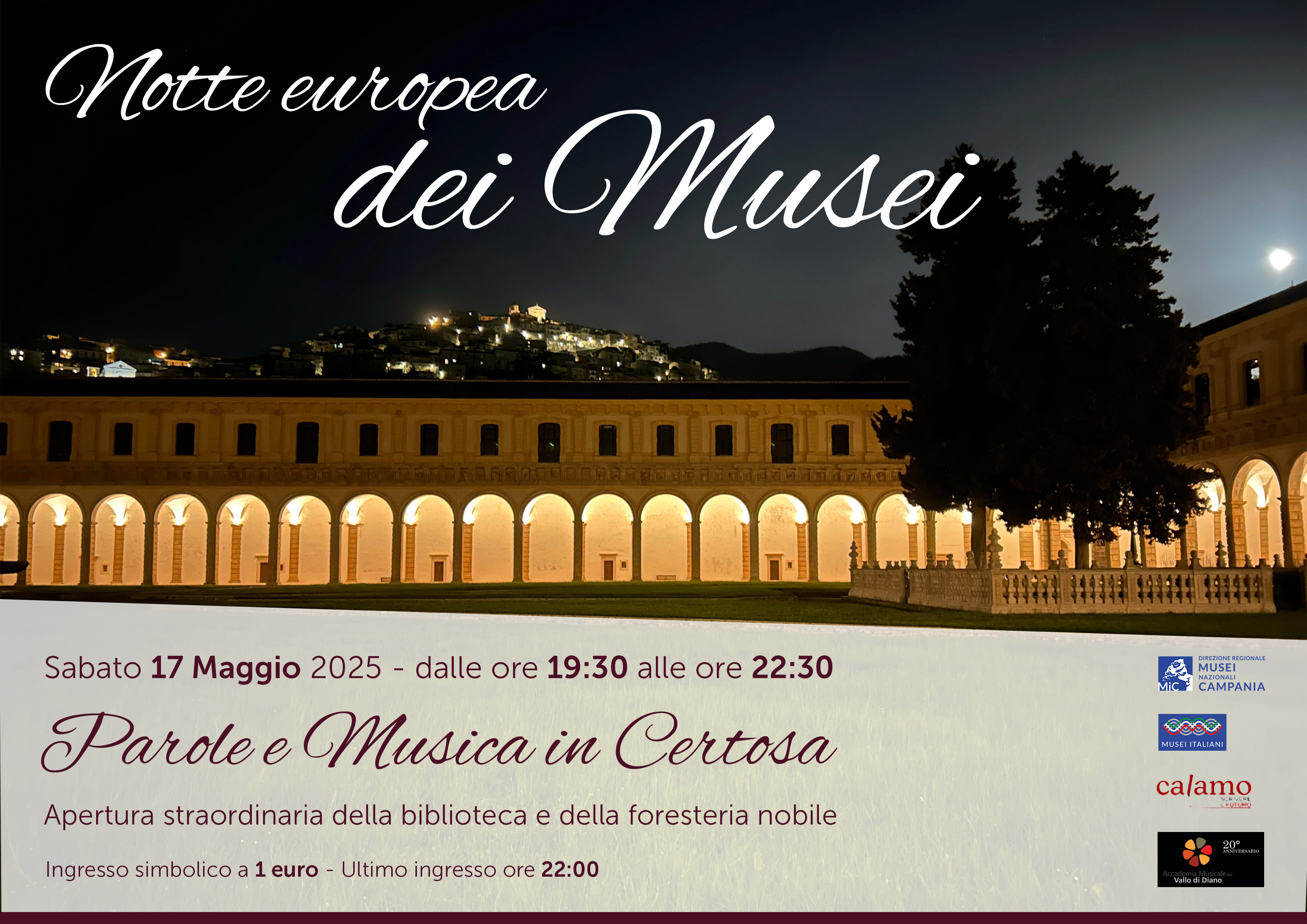 Notte Europea dei Musei 2025 alla Certosa di San Lorenzo / Parole e Musica in Certosa